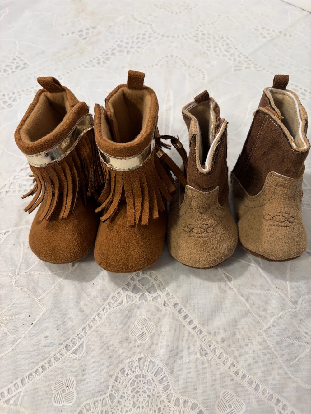 Kids Brown Suede Fringe Boots - Brown